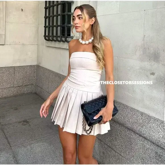 ZARA BLOGGER FAVE!!! Short Pleated Dress NWT - Picture 4 of 16